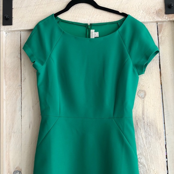 Green J.Crew Cap Sleeve Dress - Picture 2 of 4